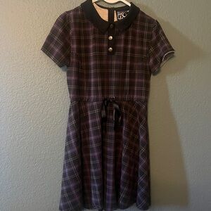 Killstar Black and Purple Plaid Mini Dress